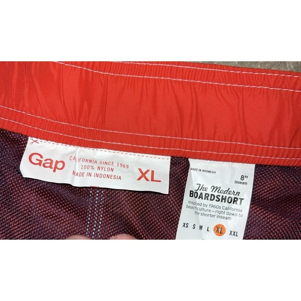 NWOT GAP‎ CLASSIC Tangerine Red Nylon Board Shorts Surf Swim Sz X-Large XL Mens